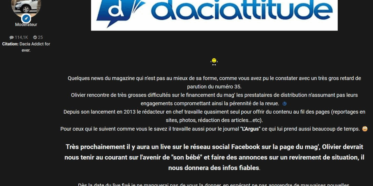 Daciattitude en difficulté : quel avenir pour le magazine des fans de Dacia ?
